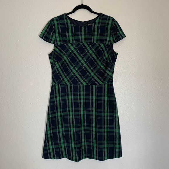 Vince Camuto Woven Plaid Cap Sleeve Dress Size 14 - Picture 2 of 8